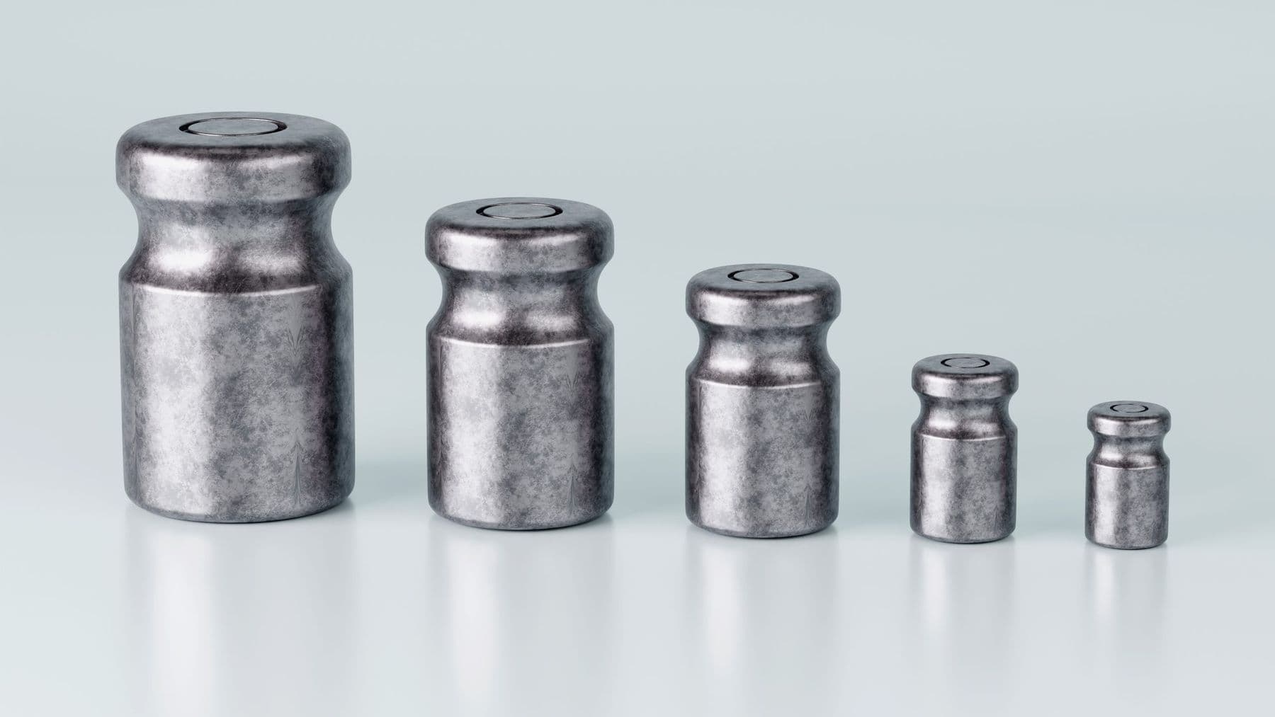 Set of cast metal calibration test weights